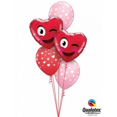 Bukiet 793 â€žSmiley Wink Heartâ€ Pink & Red Qualatex #78549-2 85713-3